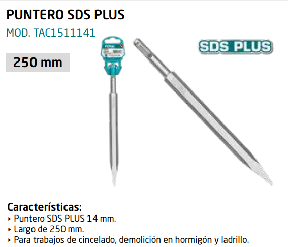 TAC1511141 CINCEL DE PUNTA SDS PLUS 14X250MM