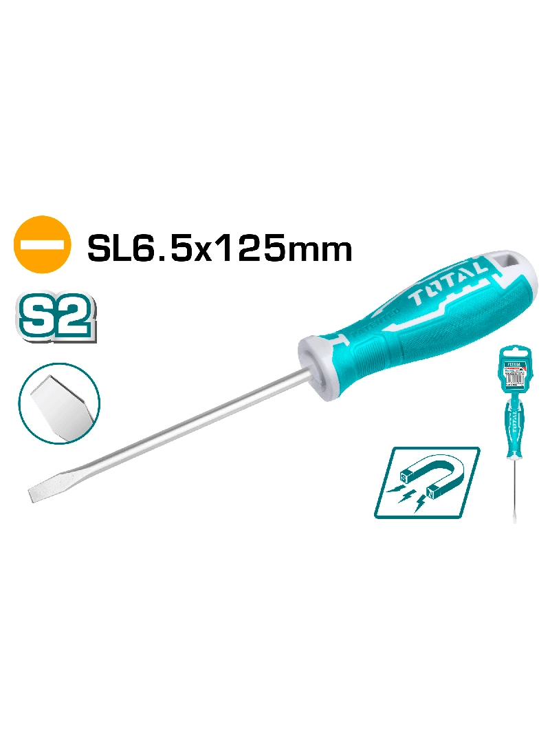 DESTORNILLADOR PLANO 6.5X6MM LARGO 125MM CON PUNTA MAGNETICA