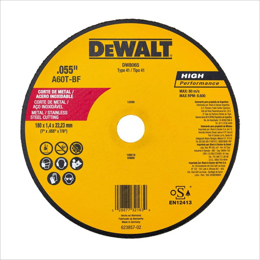 Disco Corte Fino de Metal de 7" X 1/16" X 7/8" DW8065-AR