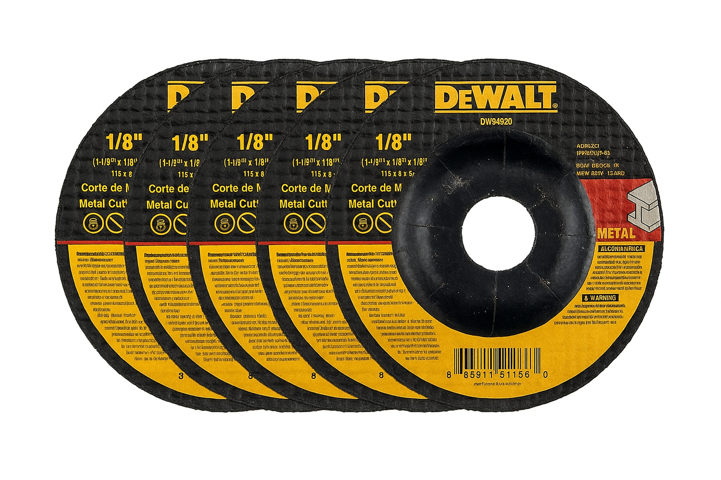Disco Abrasivo Tipo 42 Para Corte de Metal 4.1/2" X 1/8" X 7/8" Grano A30 DW54820