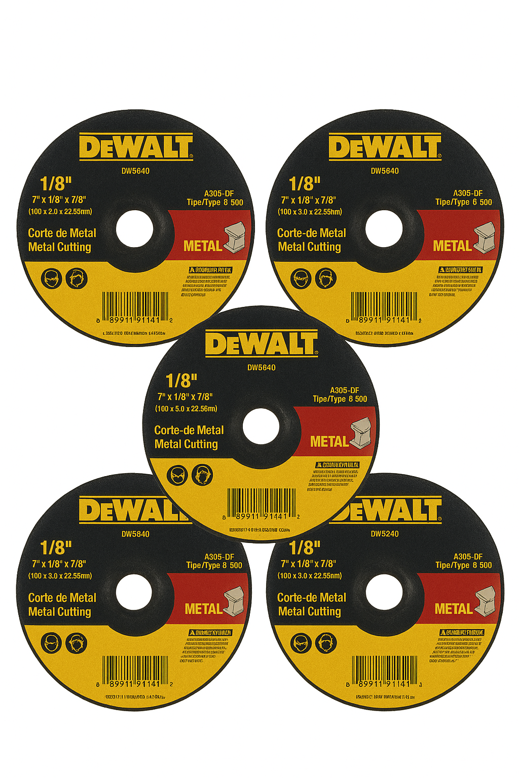 Disco Abrasivo Tipo 42 Para Corte de Metal 7" X 1/8" X 7/8" Grano A30 DW54840