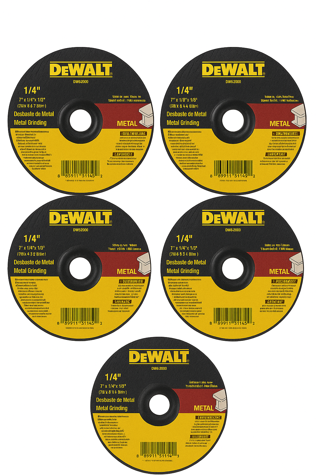 Disco Abrasivo Tipo 27 Para Desbaste de Metal 7" X 1/4" X 7/8" Grano A24 DW54850