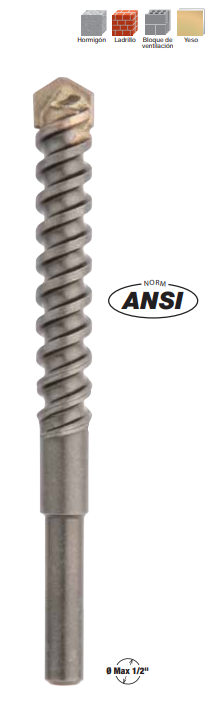 Broca Para Muro Punta Tungsteno Espiral DIAGER Francia
