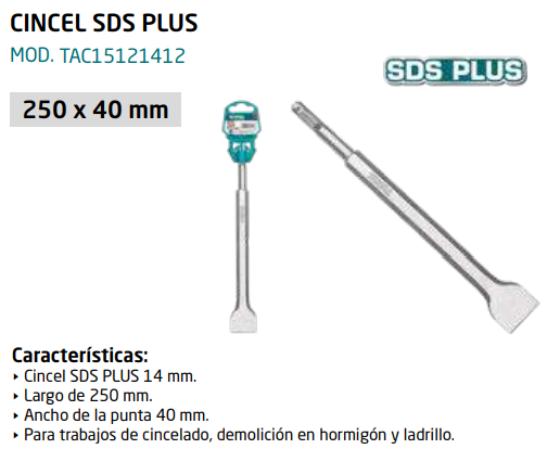 CINCEL PLANO SDS PLUS 14X250X40MM
