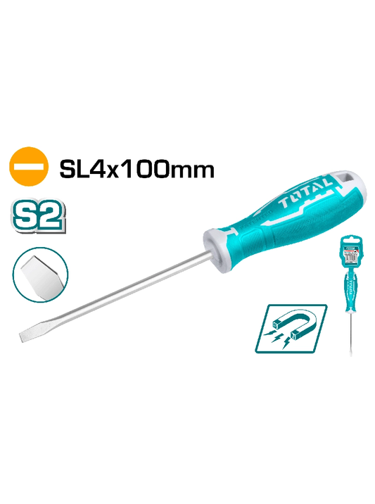 DESTORNILLADOR PLANO 4MM LARGO 100MM CON PUNTA MAGNETICA