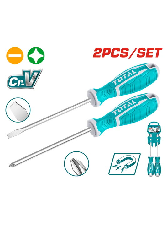JUEGO 2 DESTORNILLADORES CR-V SL6.5 Y PH2 LARGO 125MM CON PUNTA MAGNETICA