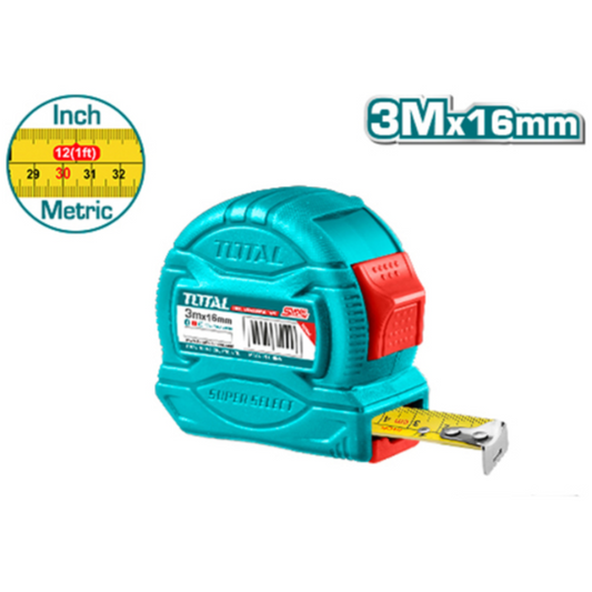CINTA METRICA Y PULGADAS ABS 3MX16MM CON FRENO