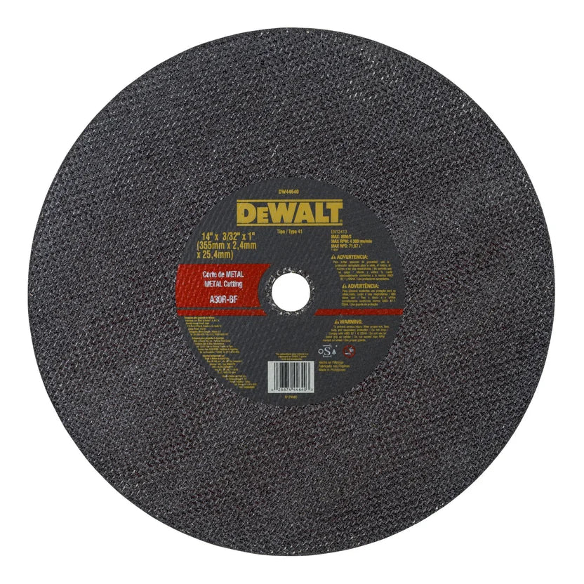 Disco Abrasivo Tipo 1 Para Tronzadora de 14" X 7/64" X 1" DW44640